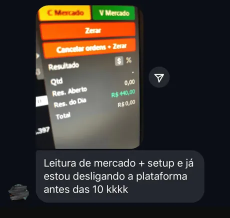 Aluno exibe resultado de R$ 440 no dia e comenta que desligou a plataforma antes das 10h